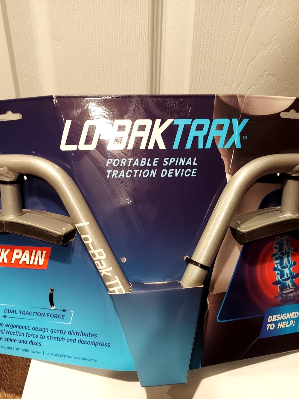 NWT !!! Portable Spinal Traction Device - Silver/Blue